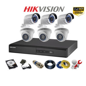 Lắp đặt trọn bộ 6 camera giám sát 2.0M Hikvision chính hảng full hd
