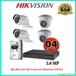 Lắp đặt trọn bộ 4 camera quan sát 2.0M Hikvision chính hảng full hd