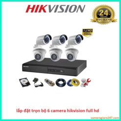 Lắp đặt trọn bộ 6 camera giám sát 2.0M Hikvision chính hảng full hd